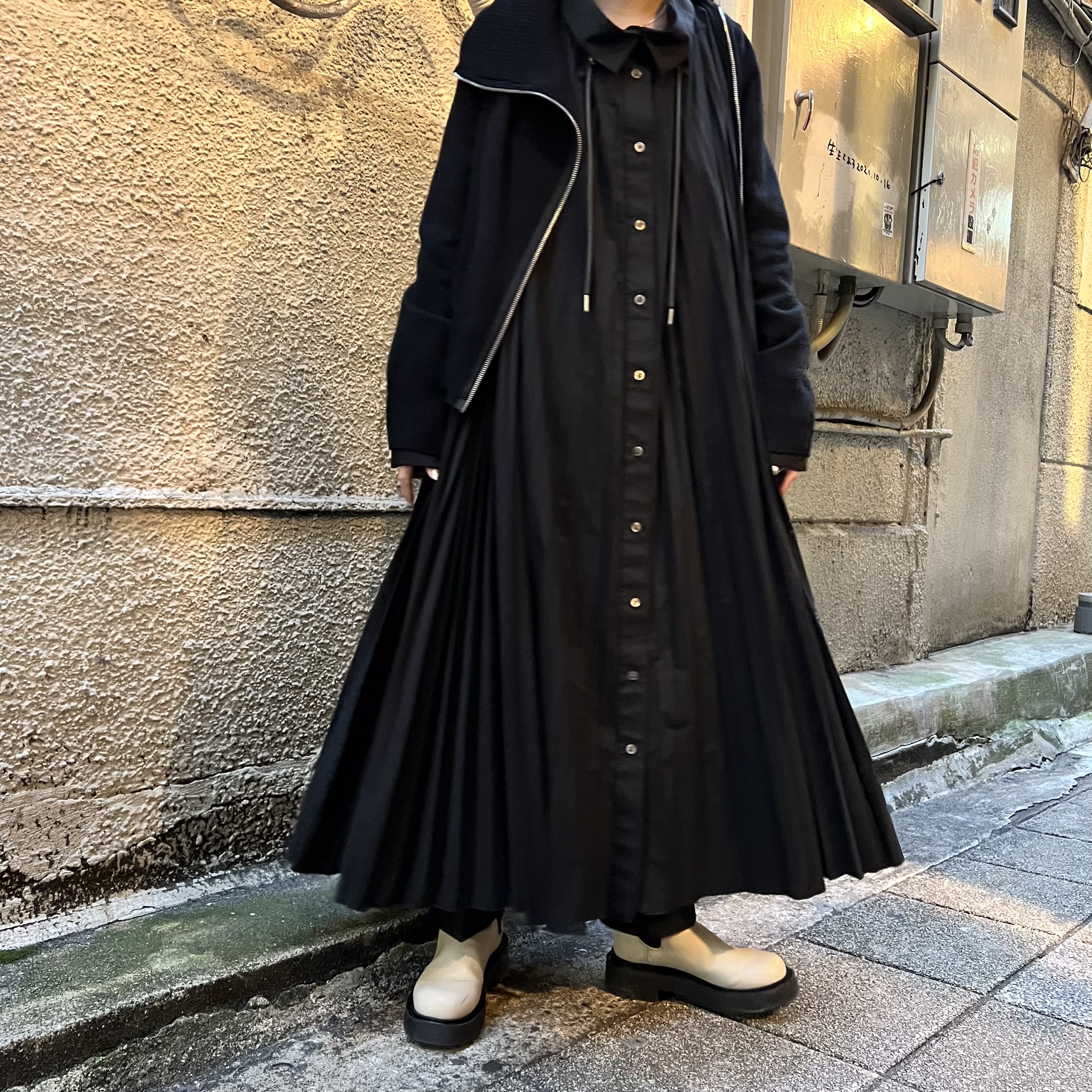 sacai/サカイ】ニットライダースドッキングプリーツワンピース【買取